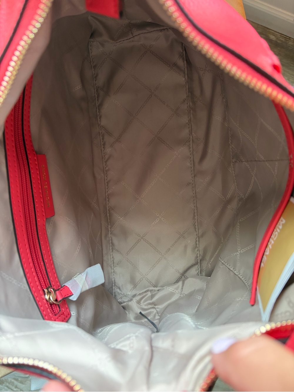Michael Kors Large Pebbled Leather Whipstitch Hobo Shoulder Coral Pink NWT - Picture 10 of 14